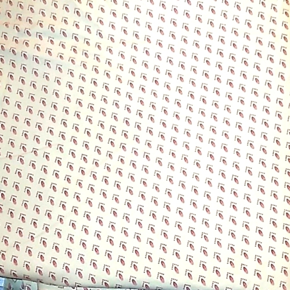 Homamade country farmhouse table cloth tan red